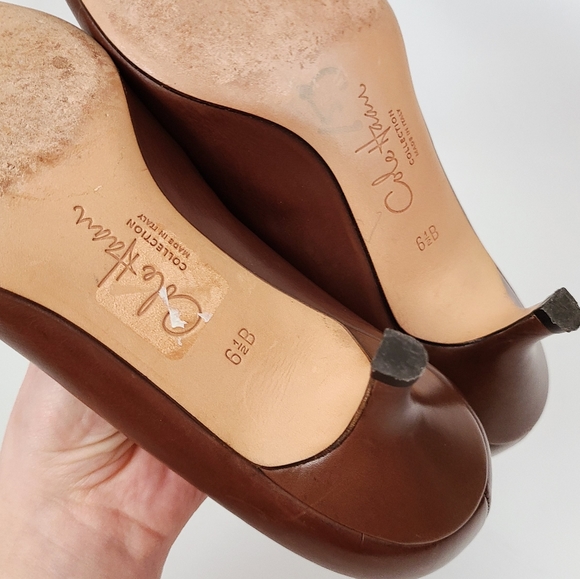 Cole Haan Brown Leather Pointed Toe Kitten Heels - Picture 5 of 8